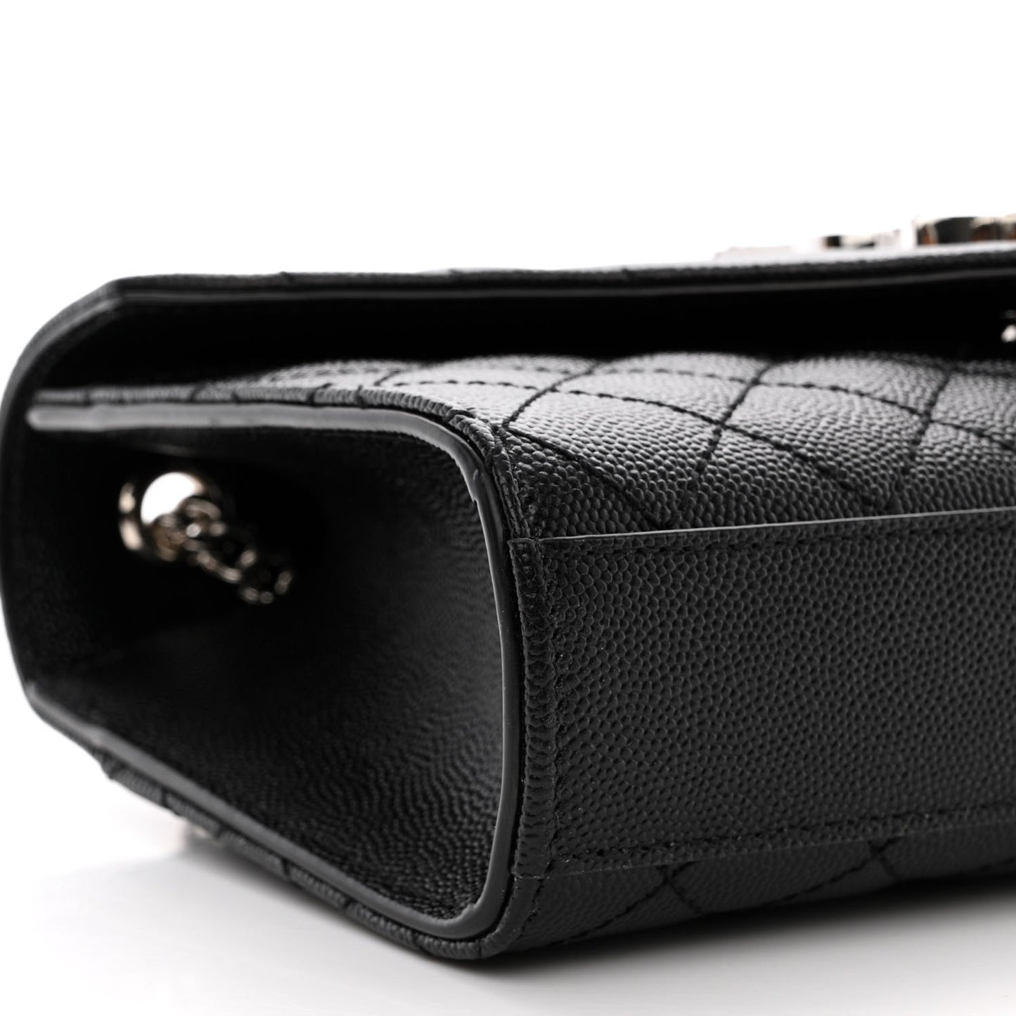 Grain De Poudre Textured Mixed Matelasse Triquilt Small Monogram Satchel Black