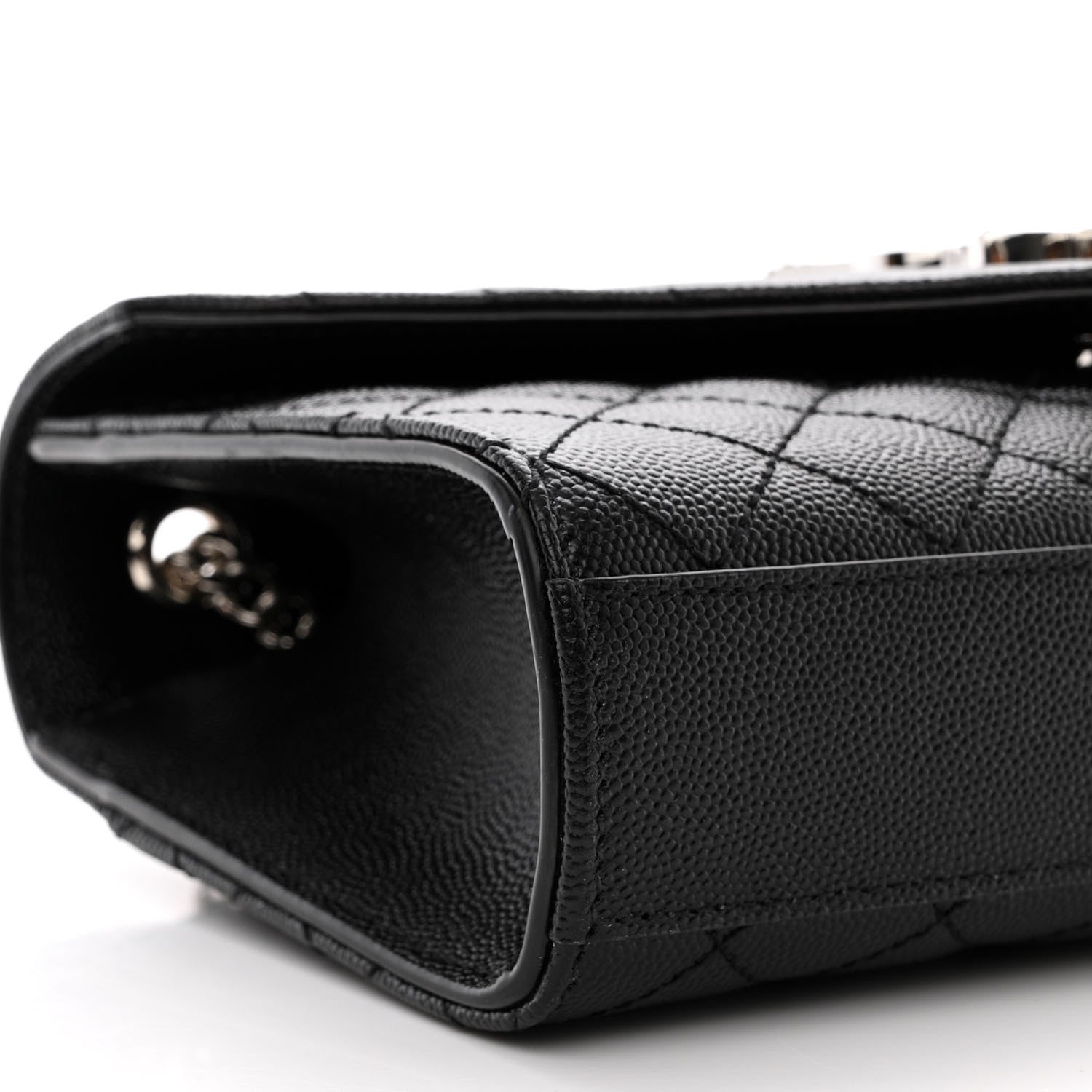 Saint Laurent Grain De Poudre Textured Mixed Matelasse Triquilt Small Monogram Satchel Black 9 of 10