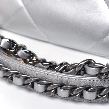 Chanel Metallic Goatskin Quilted Medium Chanel 19 Flap Silver 17 of 18