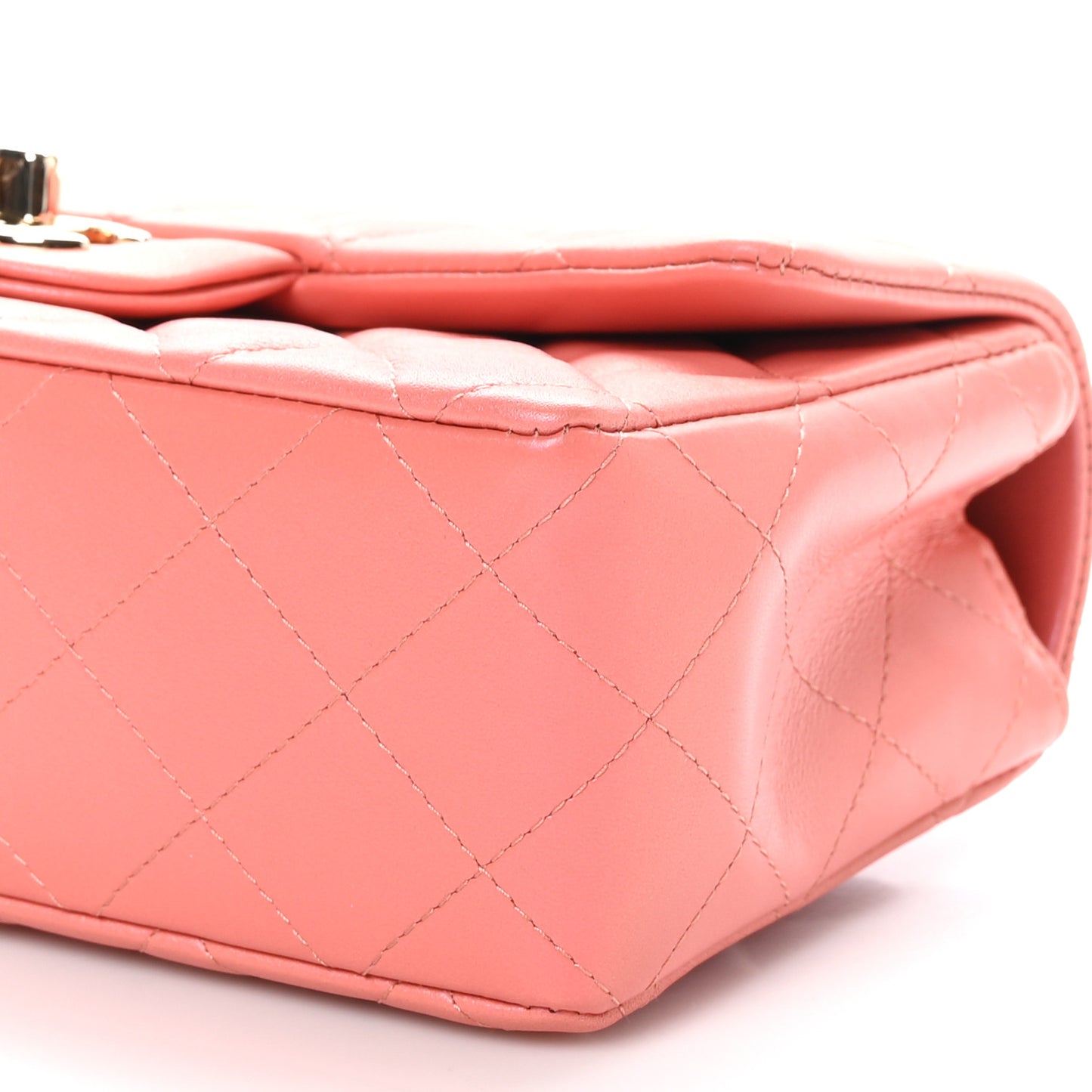 Lambskin Quilted Mini Rectangular Flap Pink