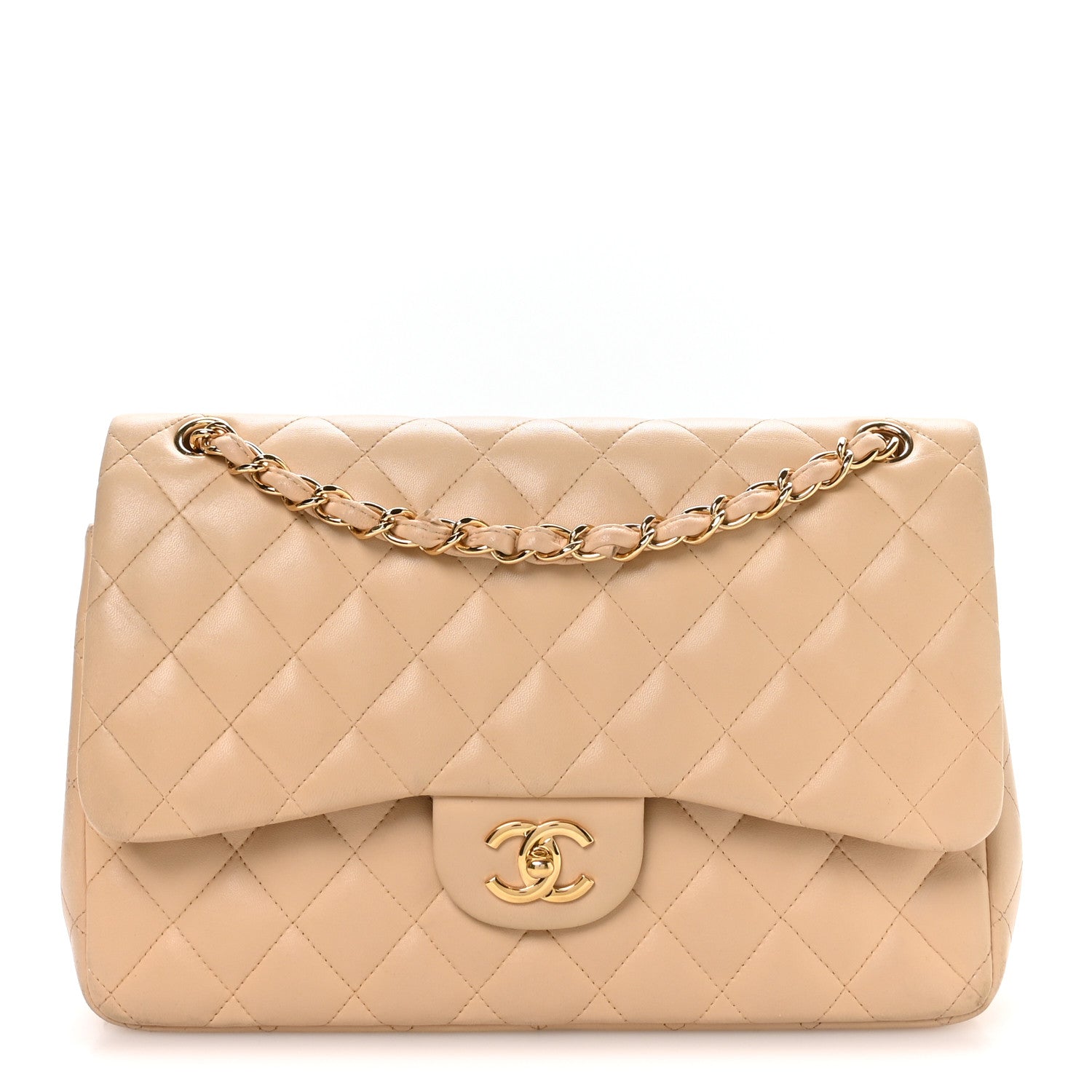Chanel Lambskin Quilted Jumbo Double Flap Beige 1 of 10