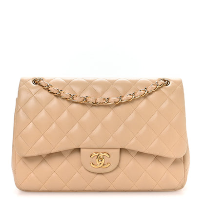 Chanel Lambskin Quilted Jumbo Double Flap Beige 1 of 10