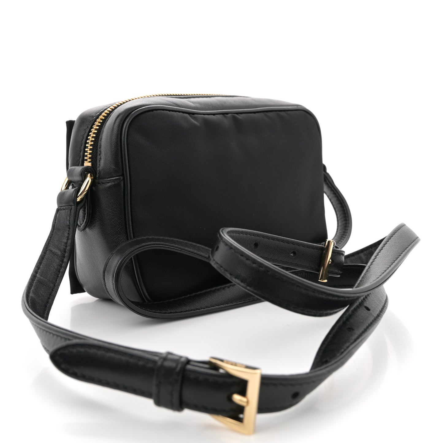 Tessuto Nylon Nappa Bow Camera Bag Black
