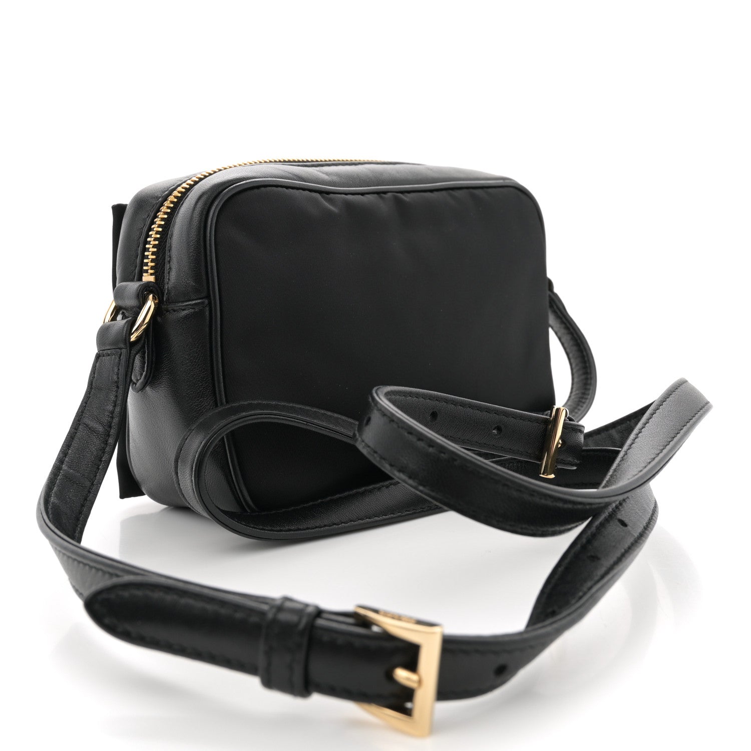 Prada Tessuto Nylon Nappa Bow Camera Bag Black 2 of 10
