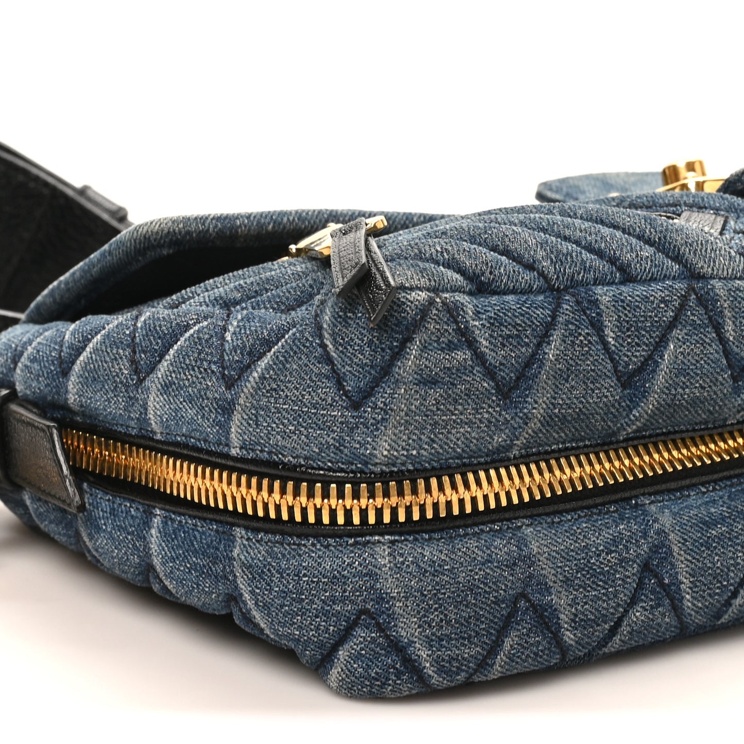 Denim Matelasse Biker Shoulder Bag Avio