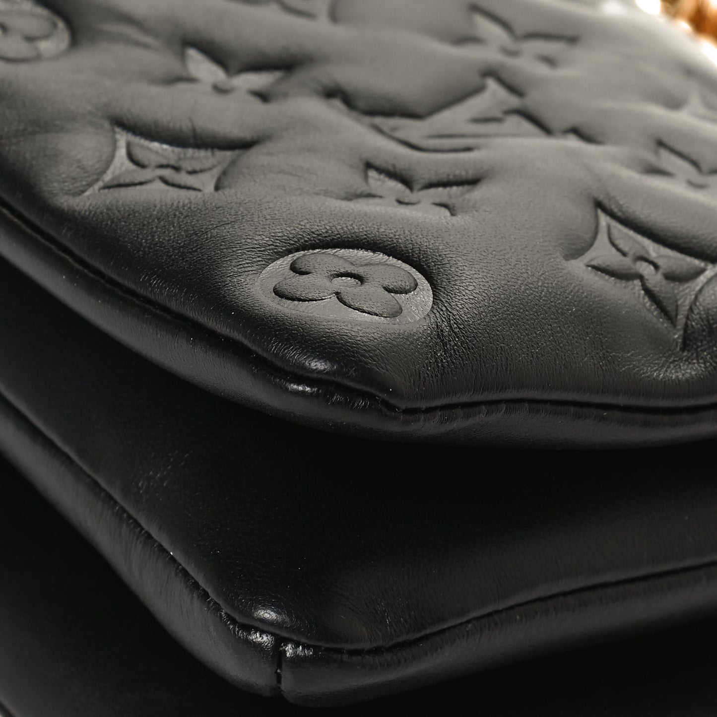 Lambskin Embossed Monogram Pochette Coussin Black