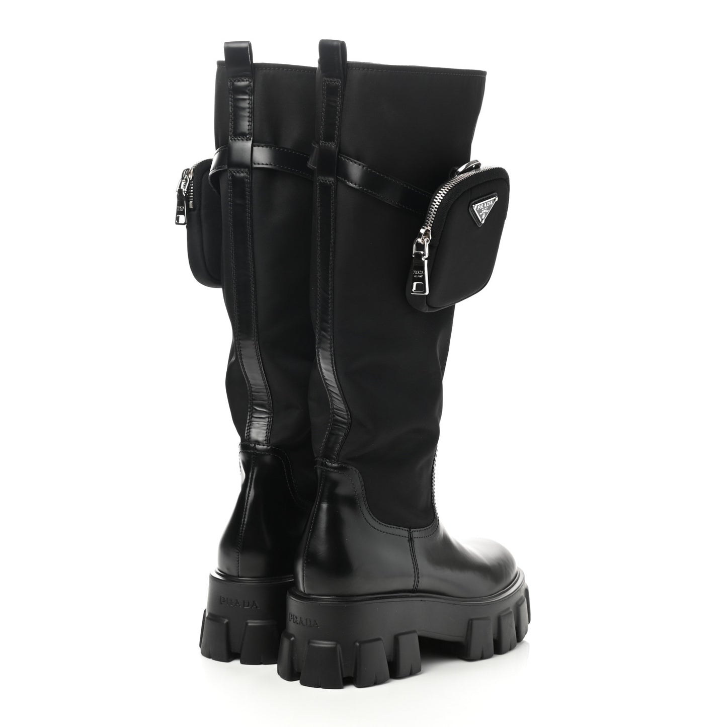 Spazzolato Rois Re-Nylon Metal Triangle Logo Monolith Pouch Pocket 55mm Tall Boots 39.5 Black