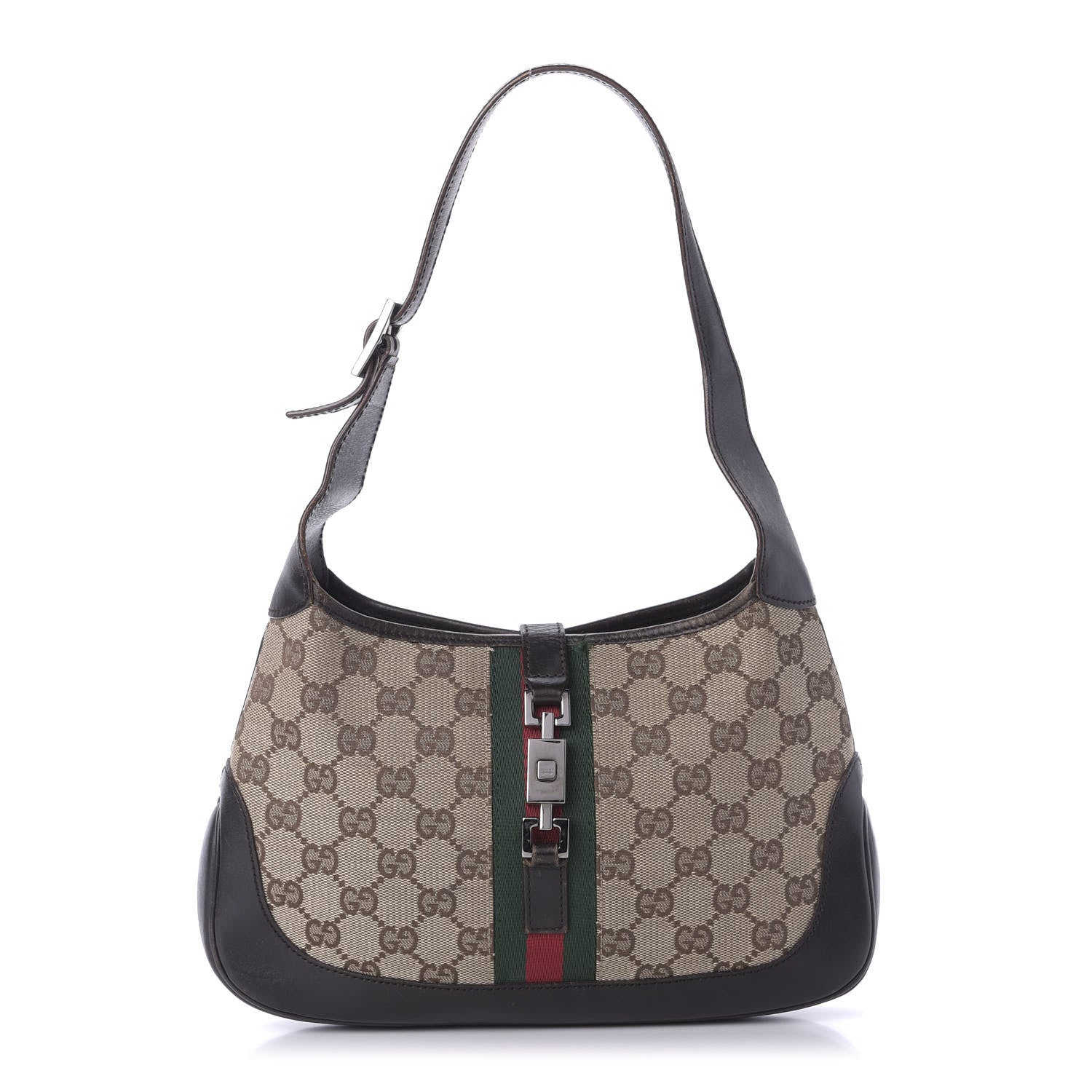 Gucci Monogram Web Small Jackie O Hobo Dark Brown 1 of 12