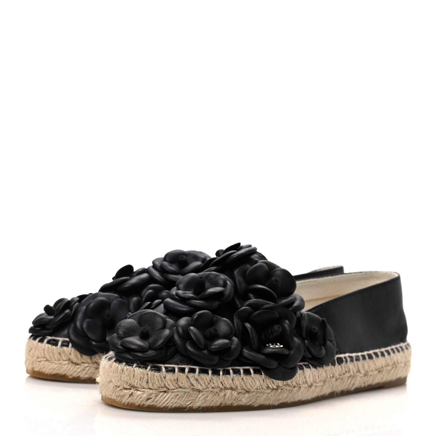 Lambskin Camellia CC Espadrilles 37 Black