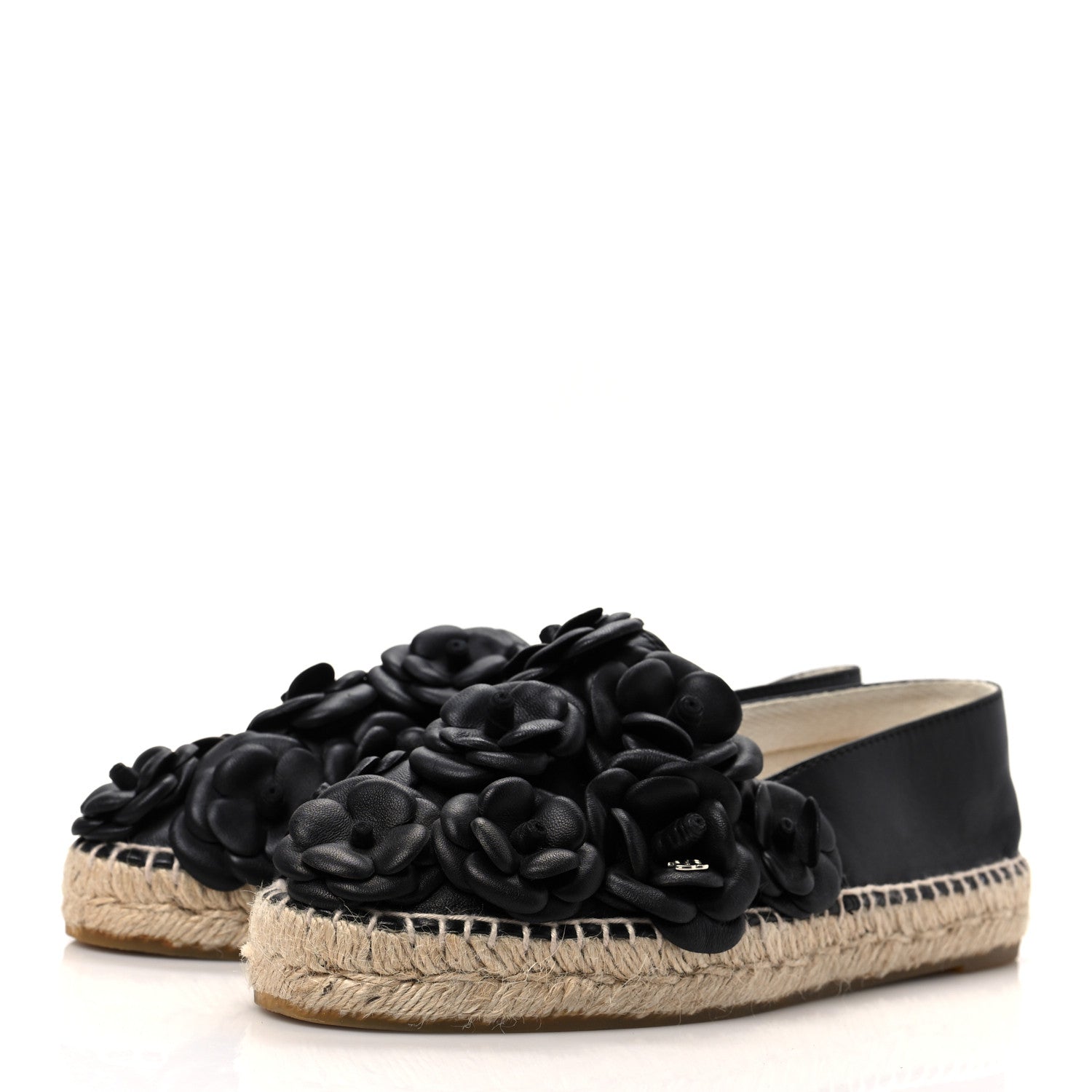 Chanel Lambskin Camellia CC Espadrilles 37 Black 3 of 7
