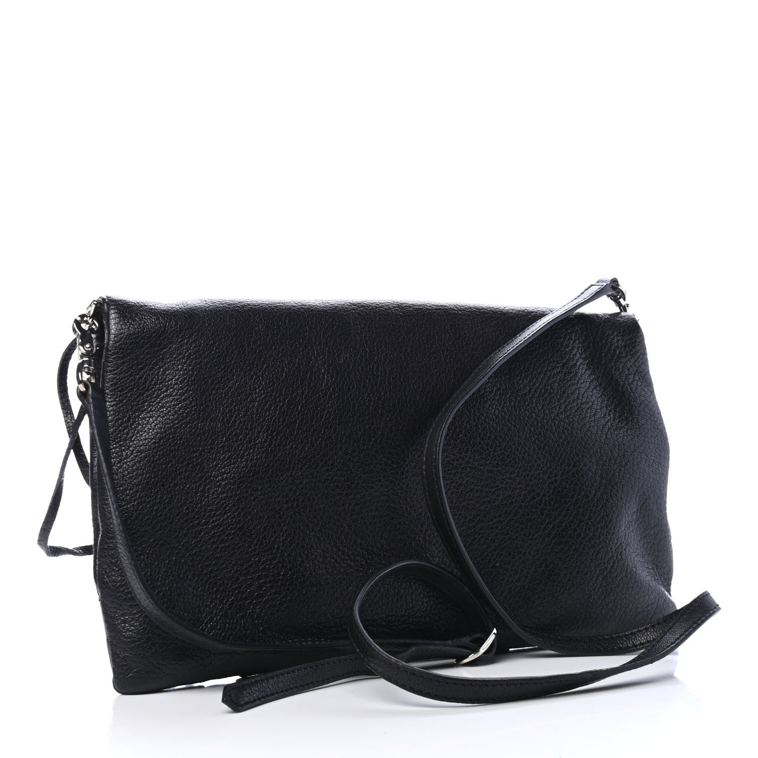 Balenciaga Chevre Silver Metallic Edge Hardware Envelope Clutch Black 2 of 4