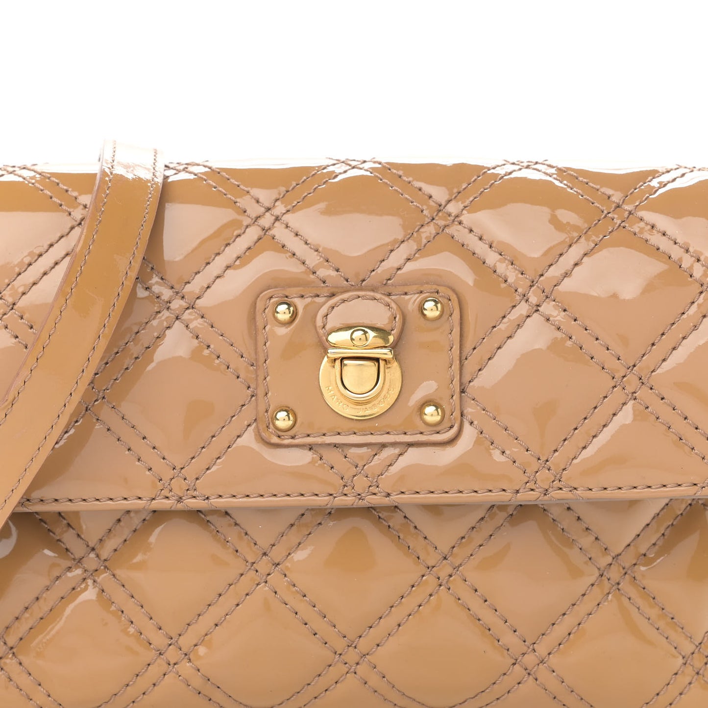 Patent Quilted Crossbody The Small Single Flap Beige