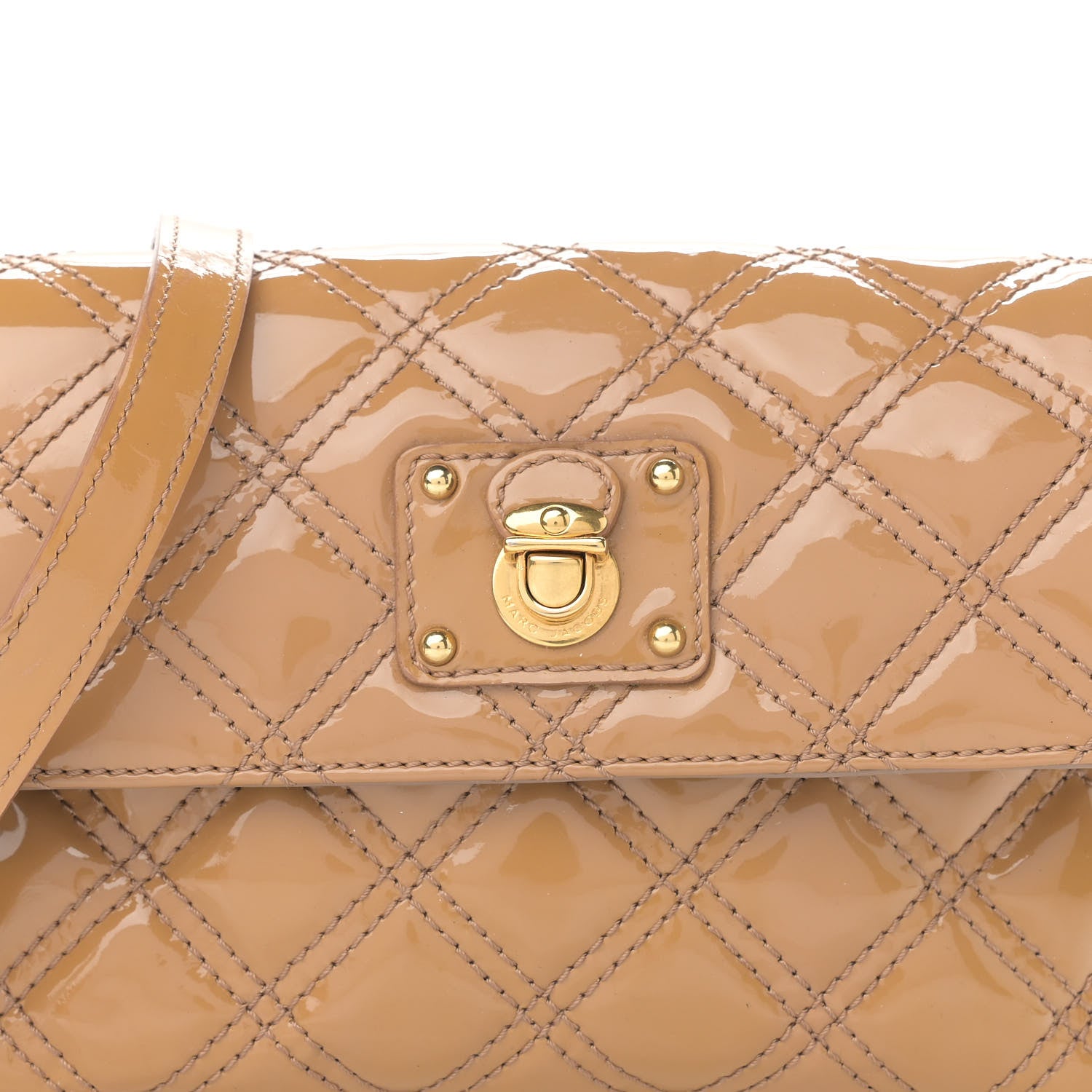 Marc Jacobs Patent Quilted Crossbody The Small Single Flap Beige 8 of 11