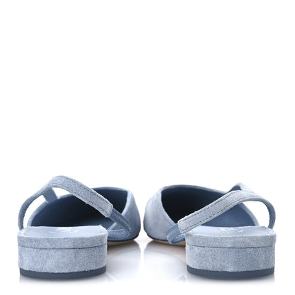 Chanel Suede Cap Toe CC Coco Slingback Pumps 36 Light Blue 6 of 11