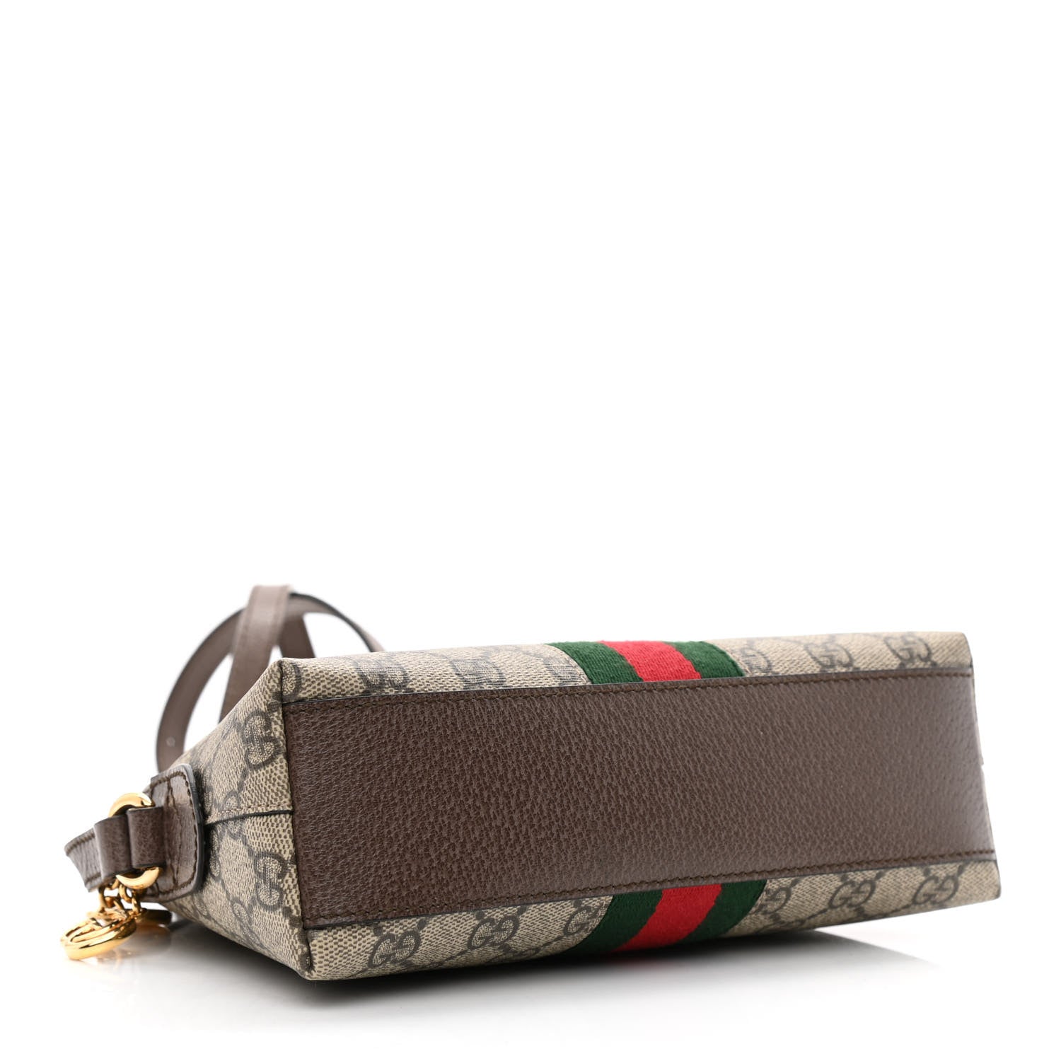 Gucci GG Supreme Monogram Textured Dollar Calfskin Web Small Ophidia Dome Shoulder Bag Beige Ebony New Acero 4 of 10