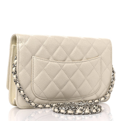 Chanel Iridescent Caviar Quilted Wallet on Chain WOC Ivory 3 of 14