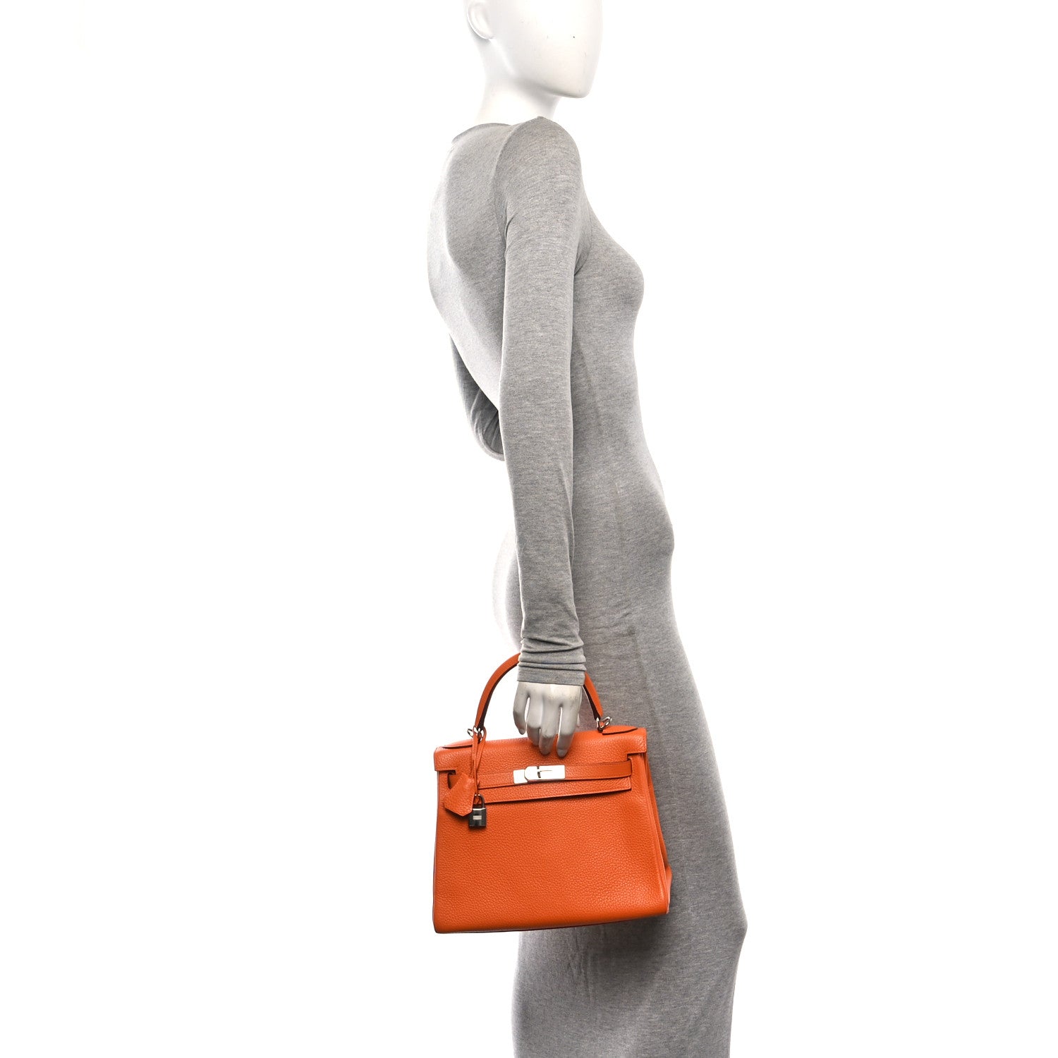 Hermes Taurillon Clemence Kelly Retourne 28 Orange 3 of 10