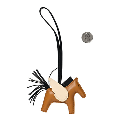 Hermes Milo Lambskin Grigri Rodeo Pegase Horse Bag Charm PM Sesame Black Nata 2 of 5