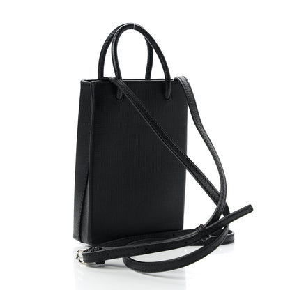 Balenciaga Squared Calfskin Logo Shopping Phone Holder Bag Black 3 of 10