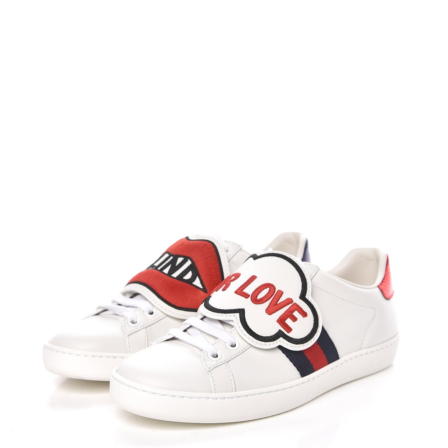 Calfskin Ayers Blind For Love Embroidered Womens Ace Sneakers 35.5 White
