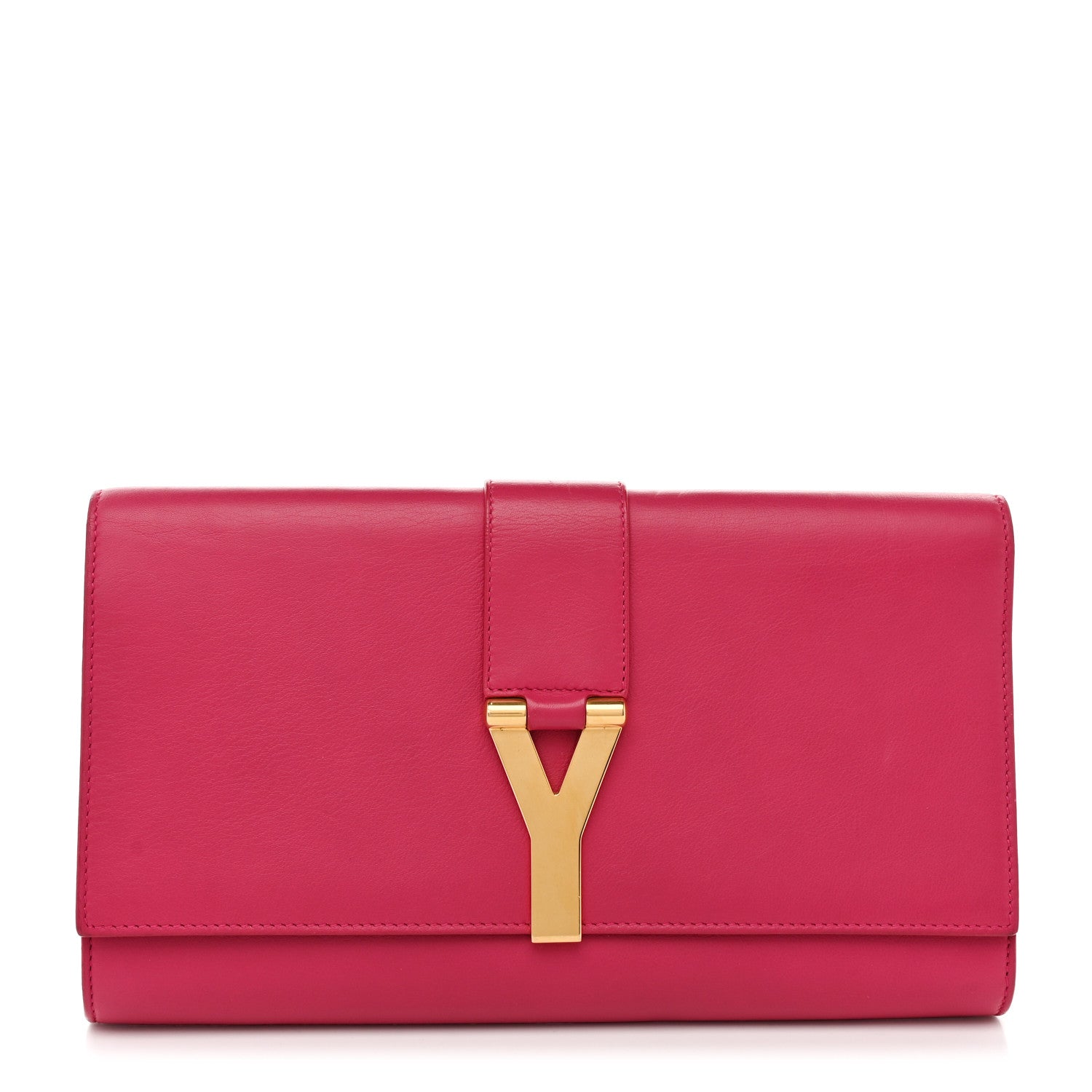 Saint Laurent Calfskin Classic Y Ligne Clutch Fuchsia 1 of 10