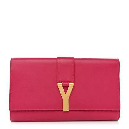 Saint Laurent Calfskin Classic Y Ligne Clutch Fuchsia 1 of 10