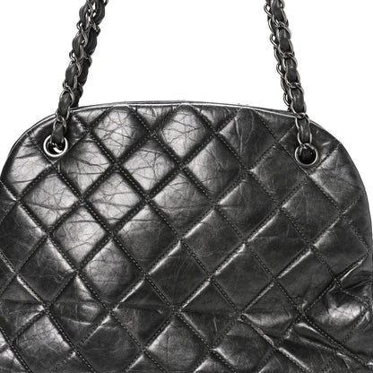 Chanel Iridescent Aged Calfskin Quilted Large Mademoiselle Bowling Bag Grey 8 of 10
