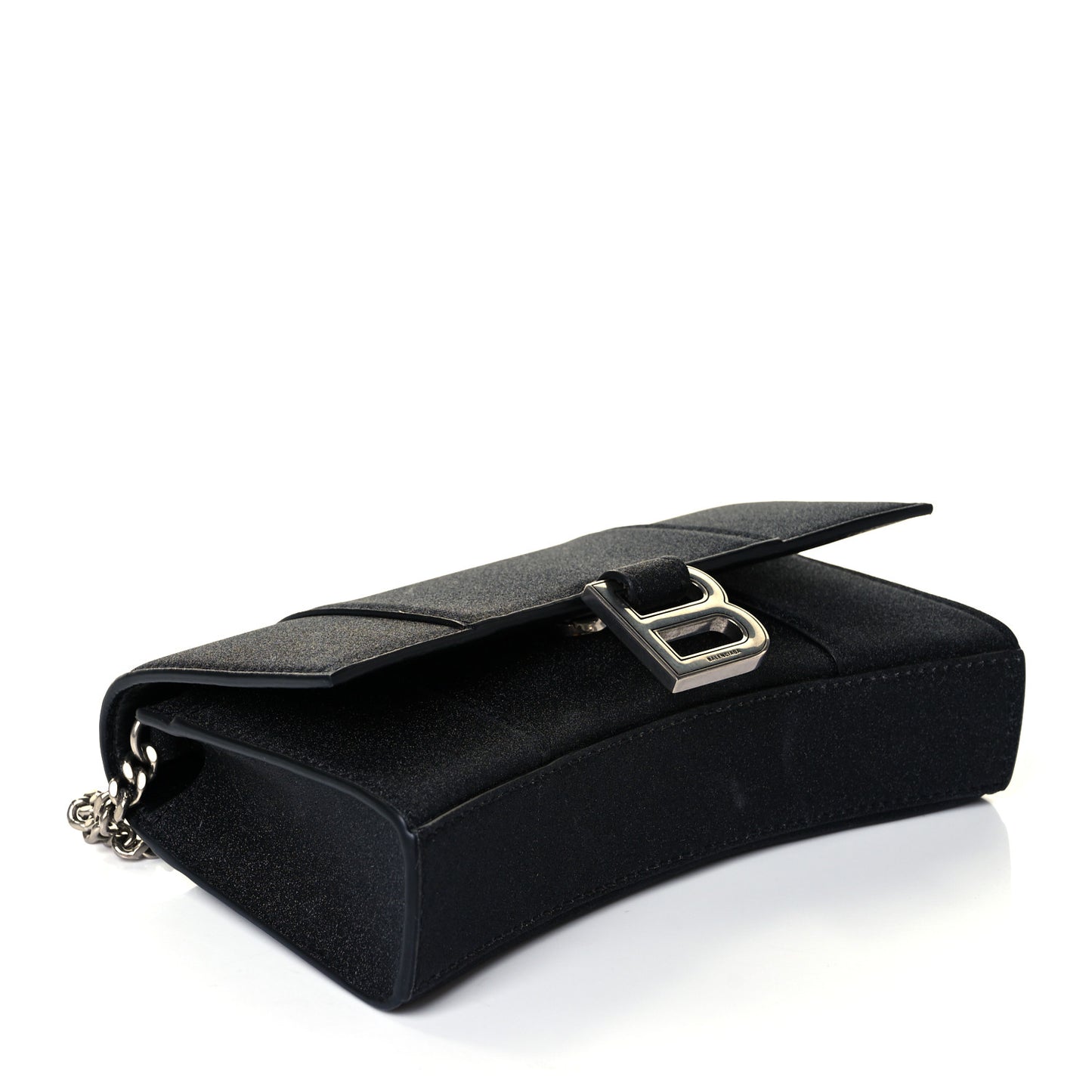 Glitter Fabric Hourglass Chain Bag Black