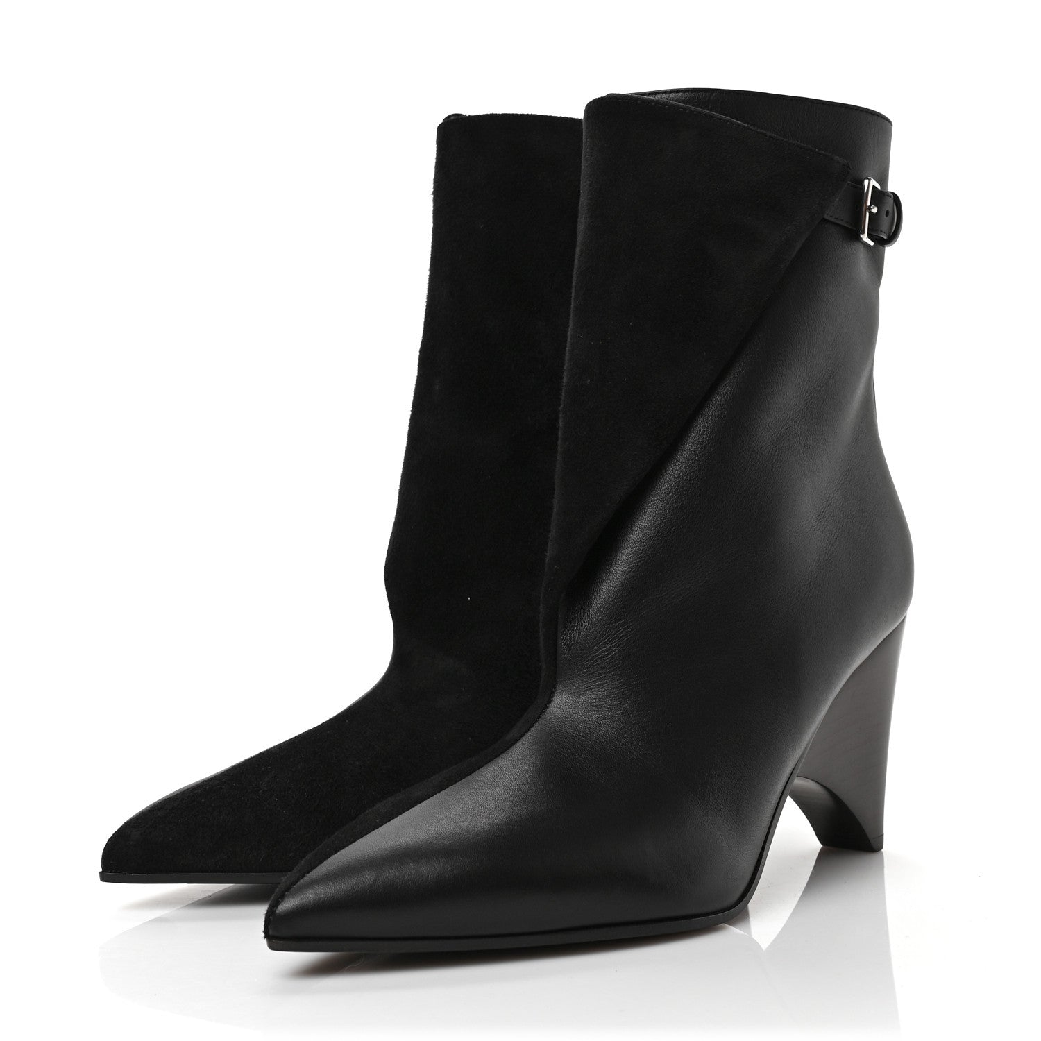 Hermes Suede Goatskin Calfskin Hanae 85 Ankle Boots 37.5 Black 3 of 7