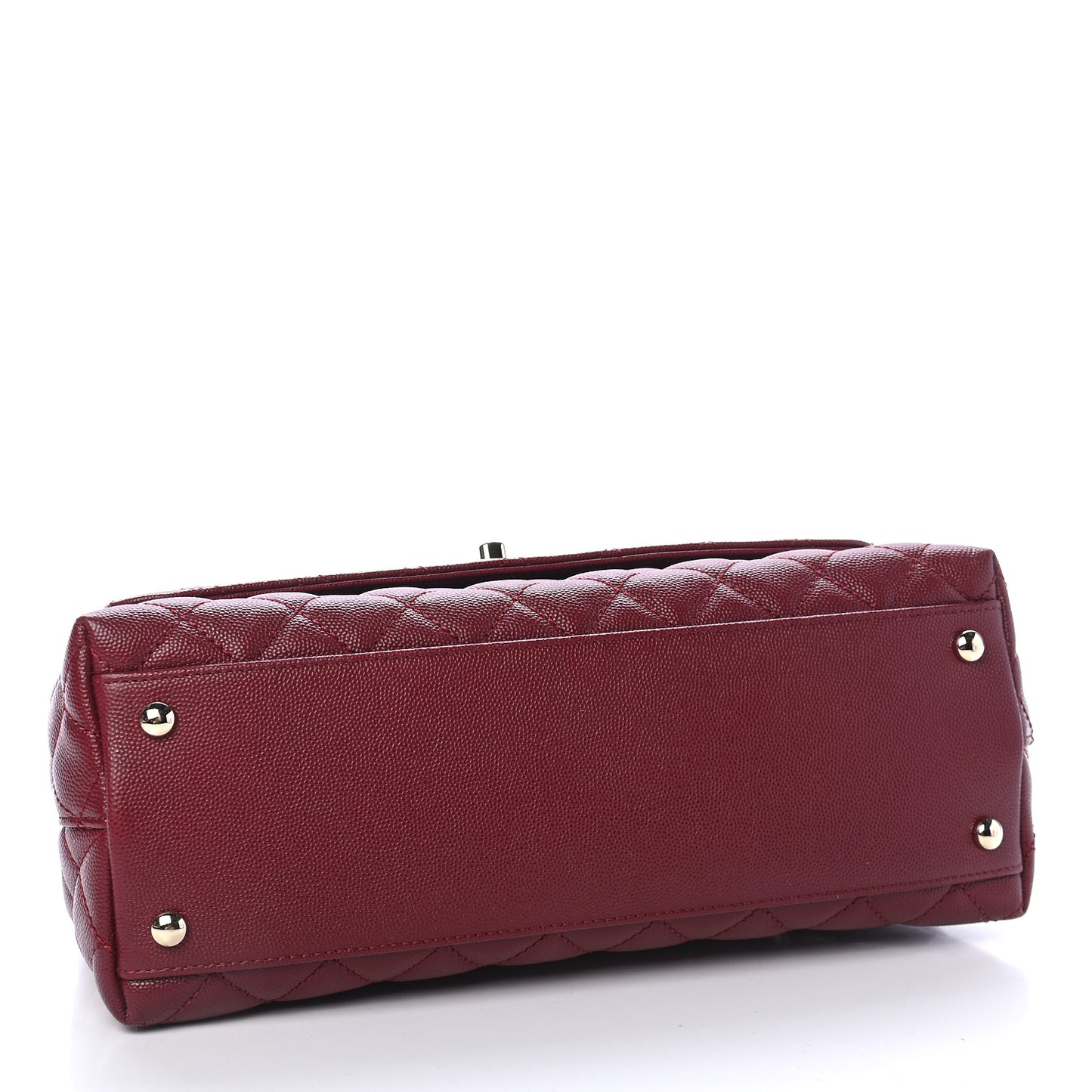Caviar Lizard Embossed Quilted Small Coco Handle Flap Burgundy