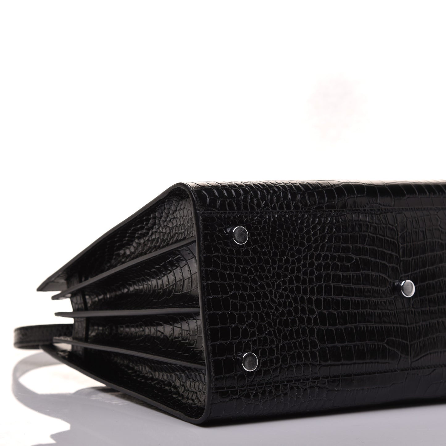 Calfskin Crocodile Embossed Small Sac de Jour Black