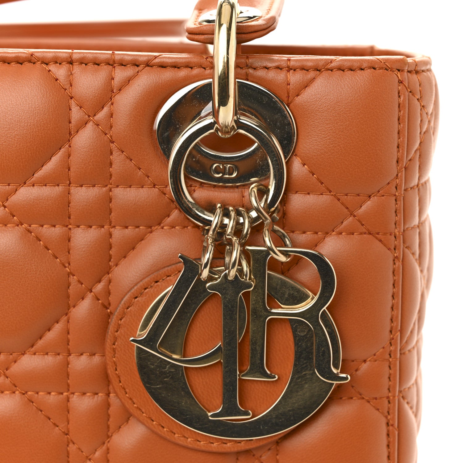 Christian Dior Lambskin Cannage Small Lucky Badges My Lady Dior Orange 11 of 15