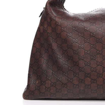 Gucci Guccissima Large Horsebit Chain Hobo Chocolate Brown 10 of 15
