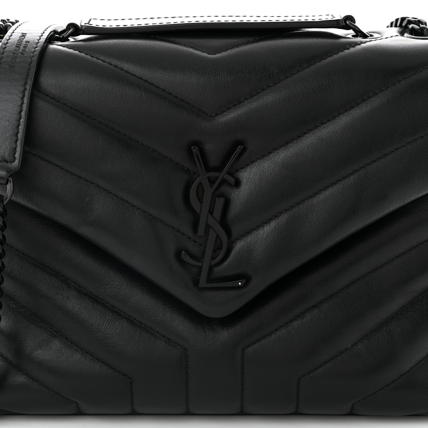 Saint Laurent Calfskin Y Quilted Monogram Monochrome Small Loulou Chain Satchel Black 8 of 10