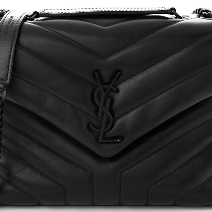 Saint Laurent Calfskin Y Quilted Monogram Monochrome Small Loulou Chain Satchel Black 8 of 10