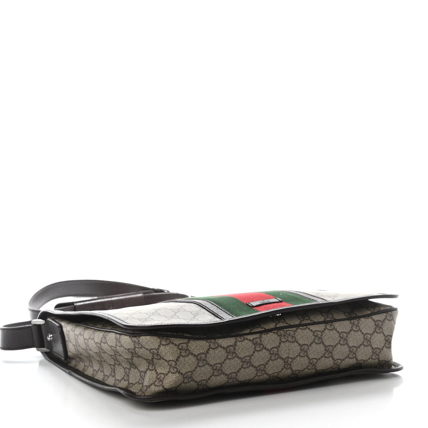 GG Plus Monogram Web Large Flap Messenger Bag Beige Dark Brown