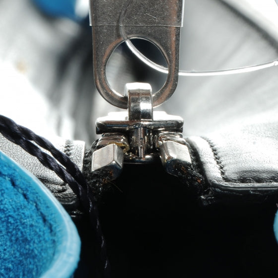 Calfskin and Suede Small Tri-Color Trapeze Turquoise