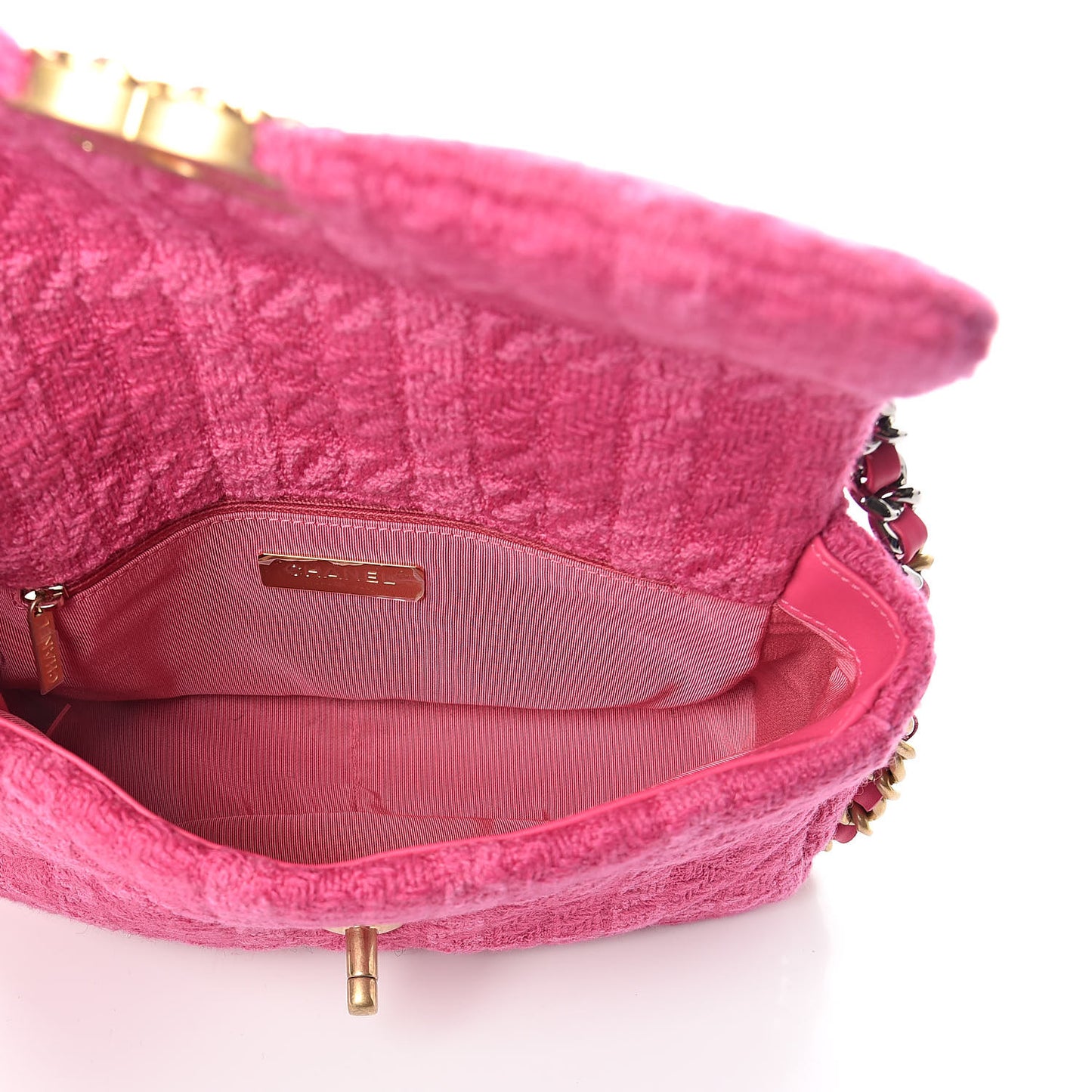 Tweed Quilted Medium 19 Flap Pink