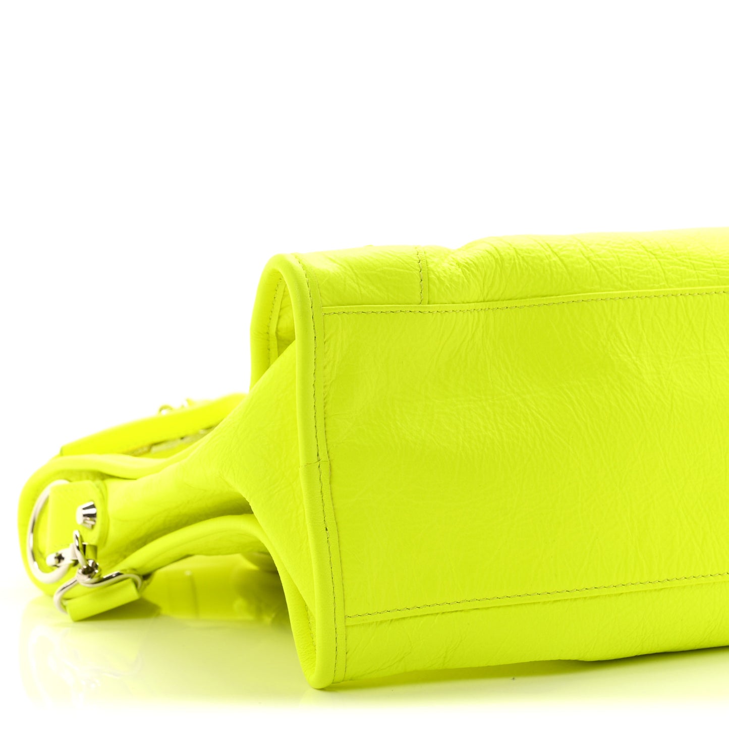Agneau Classic Silver Hardware City Jaune Fluo
