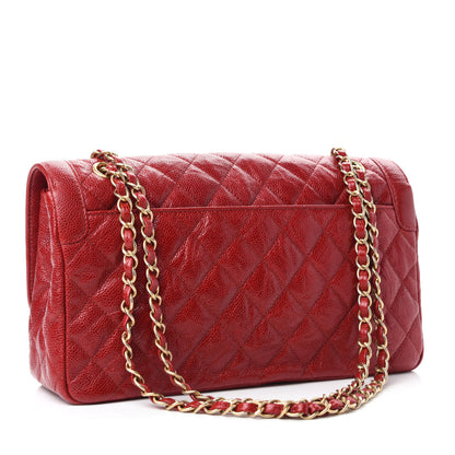 Chanel Crumpled Grained Calfskin Quilted Large Two Tone Flap Bag Red 3 of 10