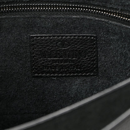 Valentino Garavani Pebbled Calfskin Turquoise Medium Guitar Strap Rockstud Rolling Flap Saddle Bag Black 6 of 17