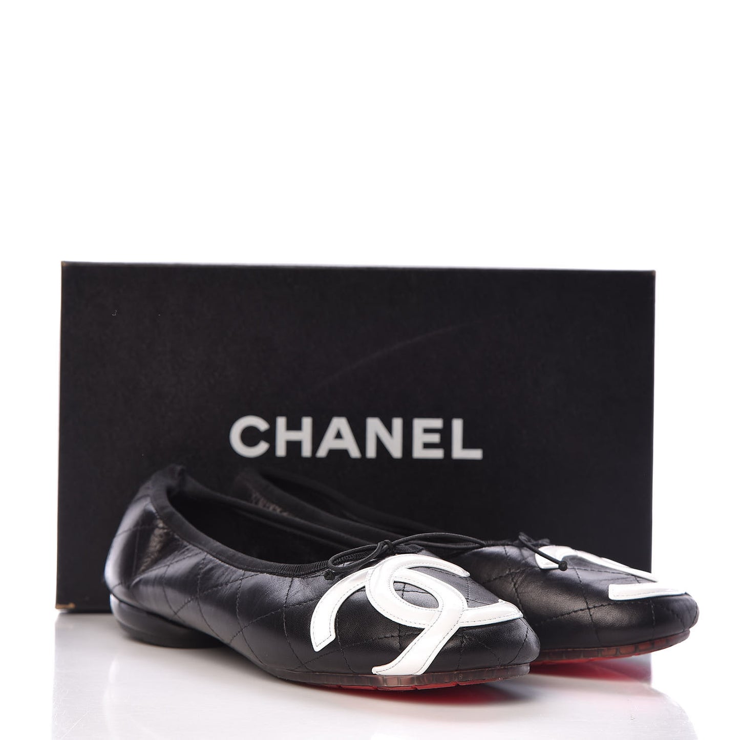 Lambskin Cambon Quilted Ballerina Flats 38 Black