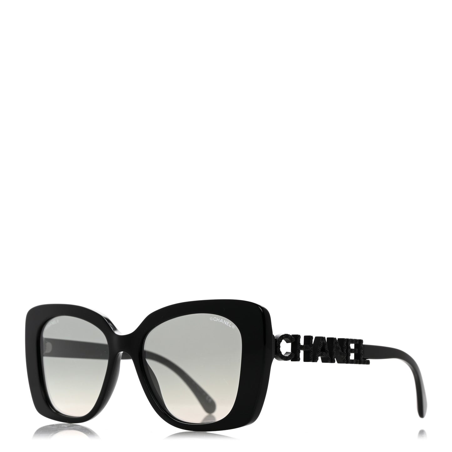 Acetate Strass Square Sunglasses 5422-B Black