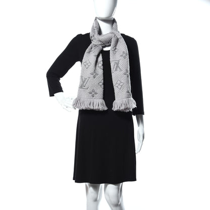 Louis Vuitton Wool Silk Logomania Scarf Pearl Grey 2 of 4