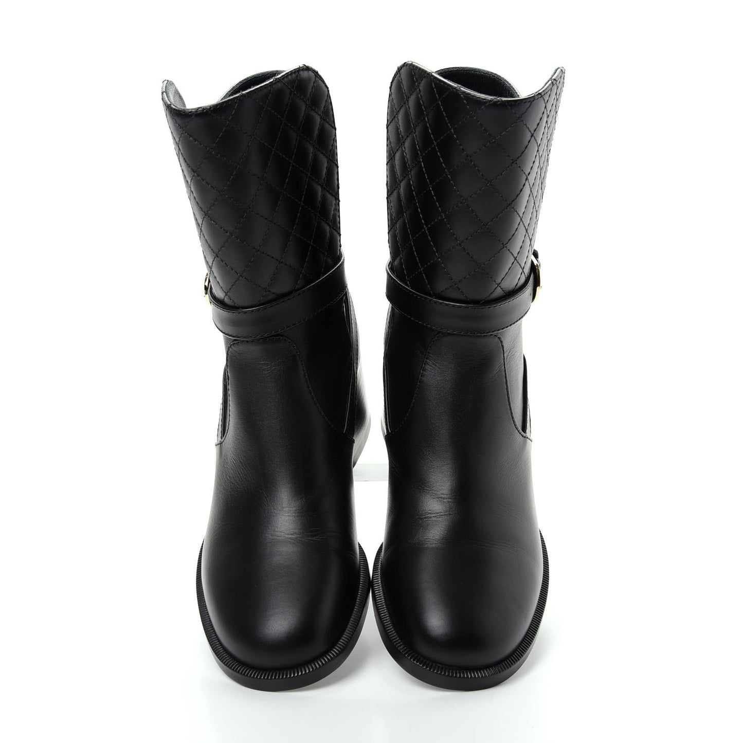 Calfskin Quilted CC Boots 36.5 Black