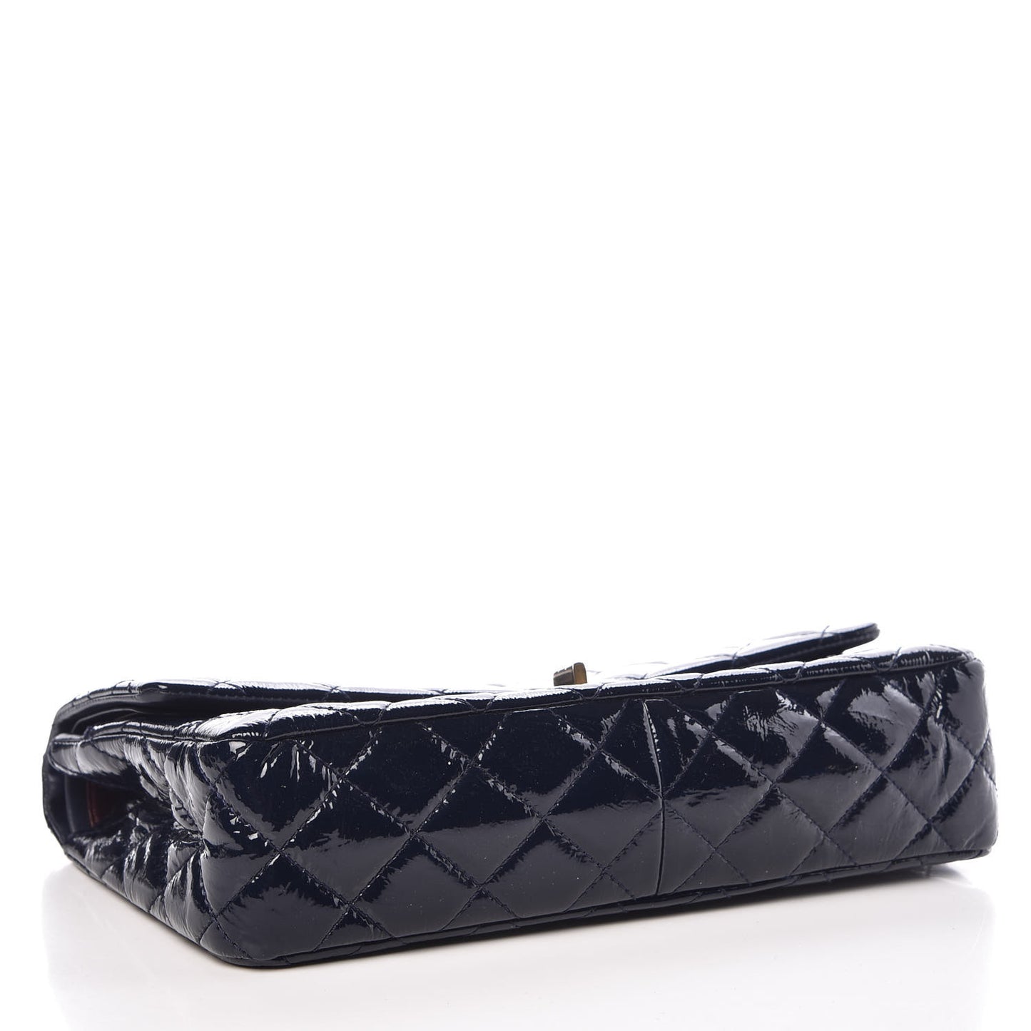 Distressed Patent Quilted 2.55 Reissue 227 Flap Dark Blue