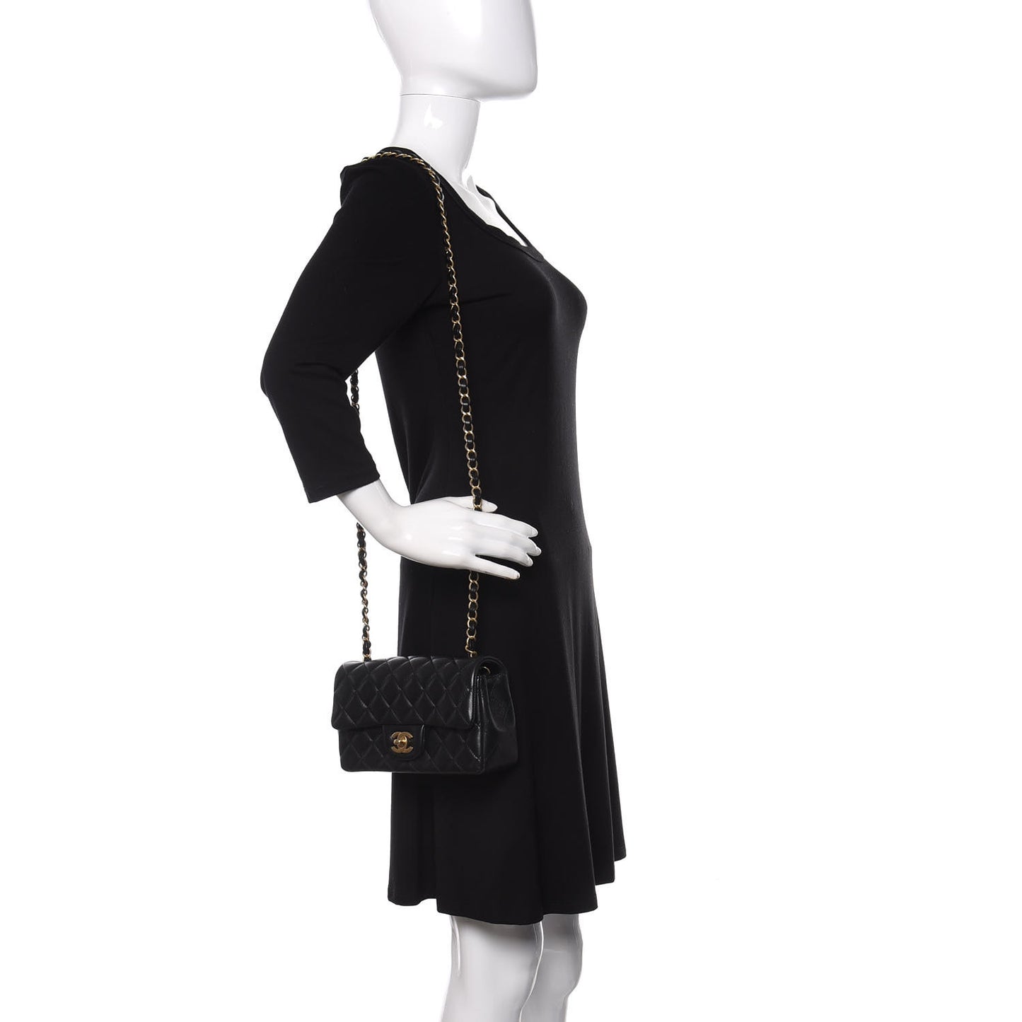 Lambskin Quilted Mini Rectangular Flap Black