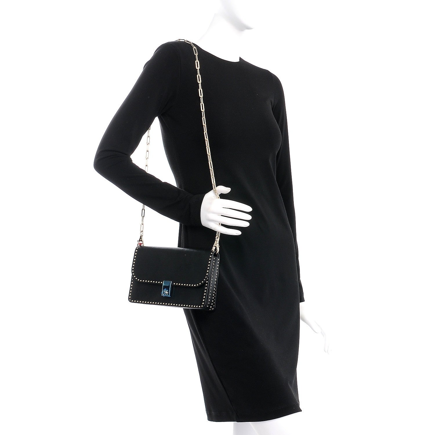 Valentino Garavani Vitello Rockstud Cabana Shoulder Bag Black 2 of 8