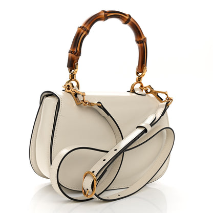 Gucci Boarded Dyana Lux Calfskin Web Small Bamboo 1947 Top Handle Bag Mystic White 4 of 11