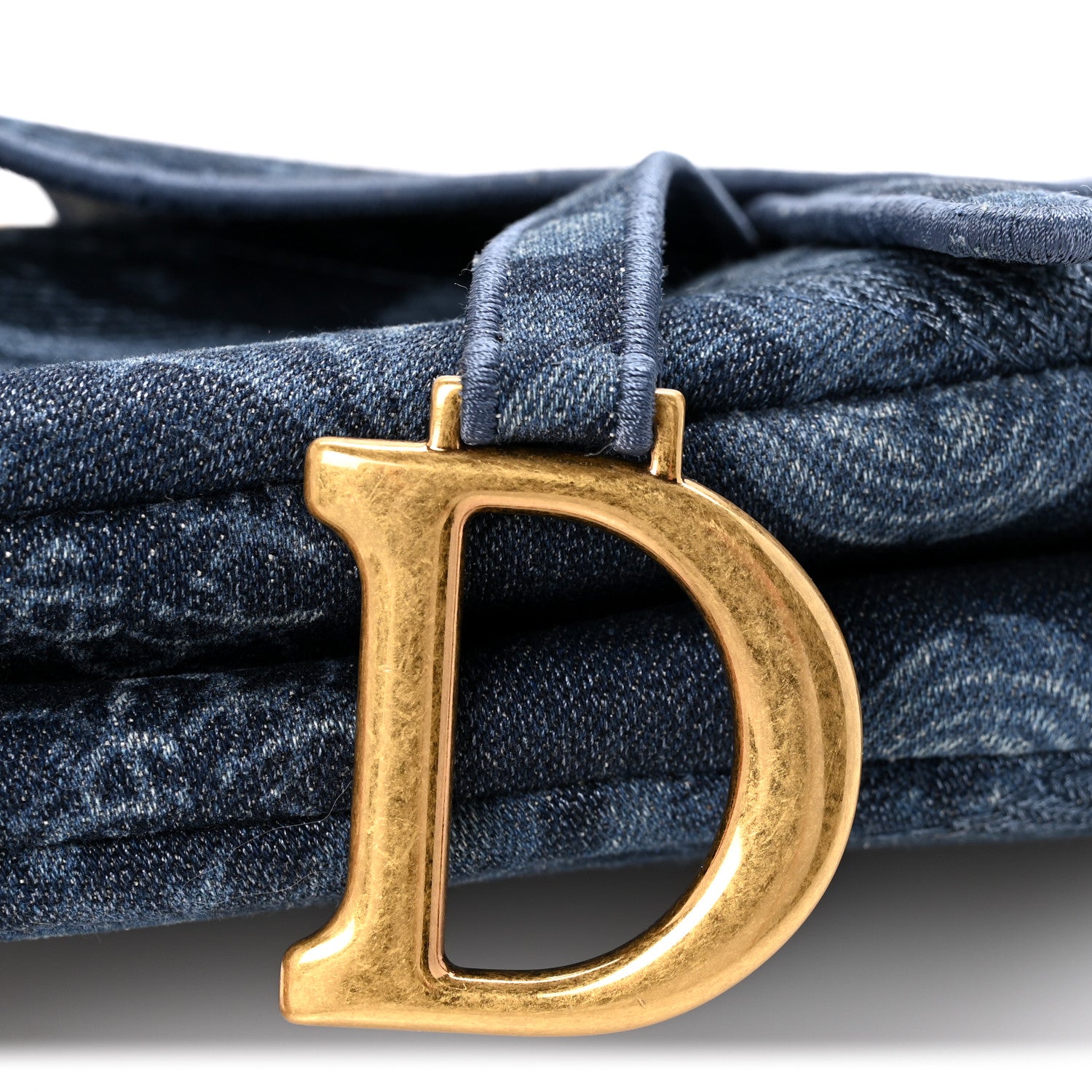 Christian Dior Denim Flowers Embroidered Saddle Bag Blue 1786104